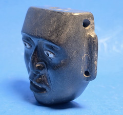 PRE-COLUMBIAN TEOTIHUACAN STONE SKULL WHISTLE PENDANT