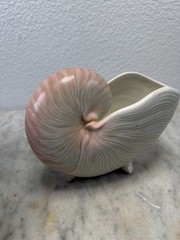 Vintage Fitz & Floyd Footed Nautilus Shell Planter Vase Beach Decor Japan