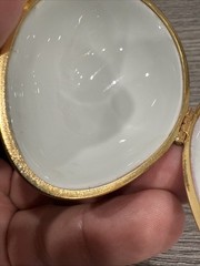 Limoges France White & Gold Floral Bouquet Design Porcelain Egg Trinket Box 3 In