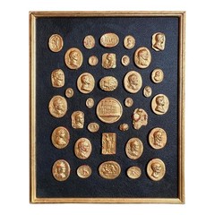 Grand Tour Revival Gilded Intaglio Arrangement on the Leather Board and in