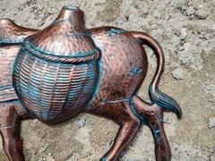 Set Of Two Vintage Mexican Man Donkey Homco Sexton Wall Decor Faux Copper Patina