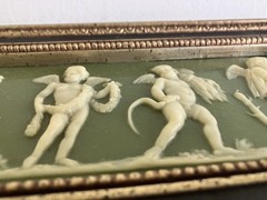 Jasperware Relief Plaque Sage Green Wedgewood Antique 4 Cherubs