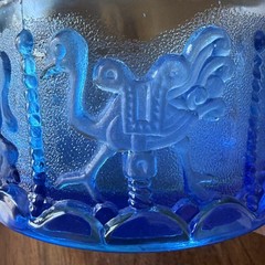 Goebel Heavy Crystal Cobalt Blue Bowl With Carousel Animals EUC