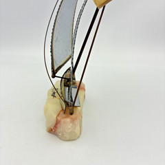 Vintage John DeMott Sailboat Sculpture Onyx Brass Copper MCM California Art