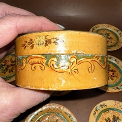 VINTAGE PAPER MACHE FLORAL COASTERS MADE IN OCCUPIED JAPAN 1940’S SET OF 8