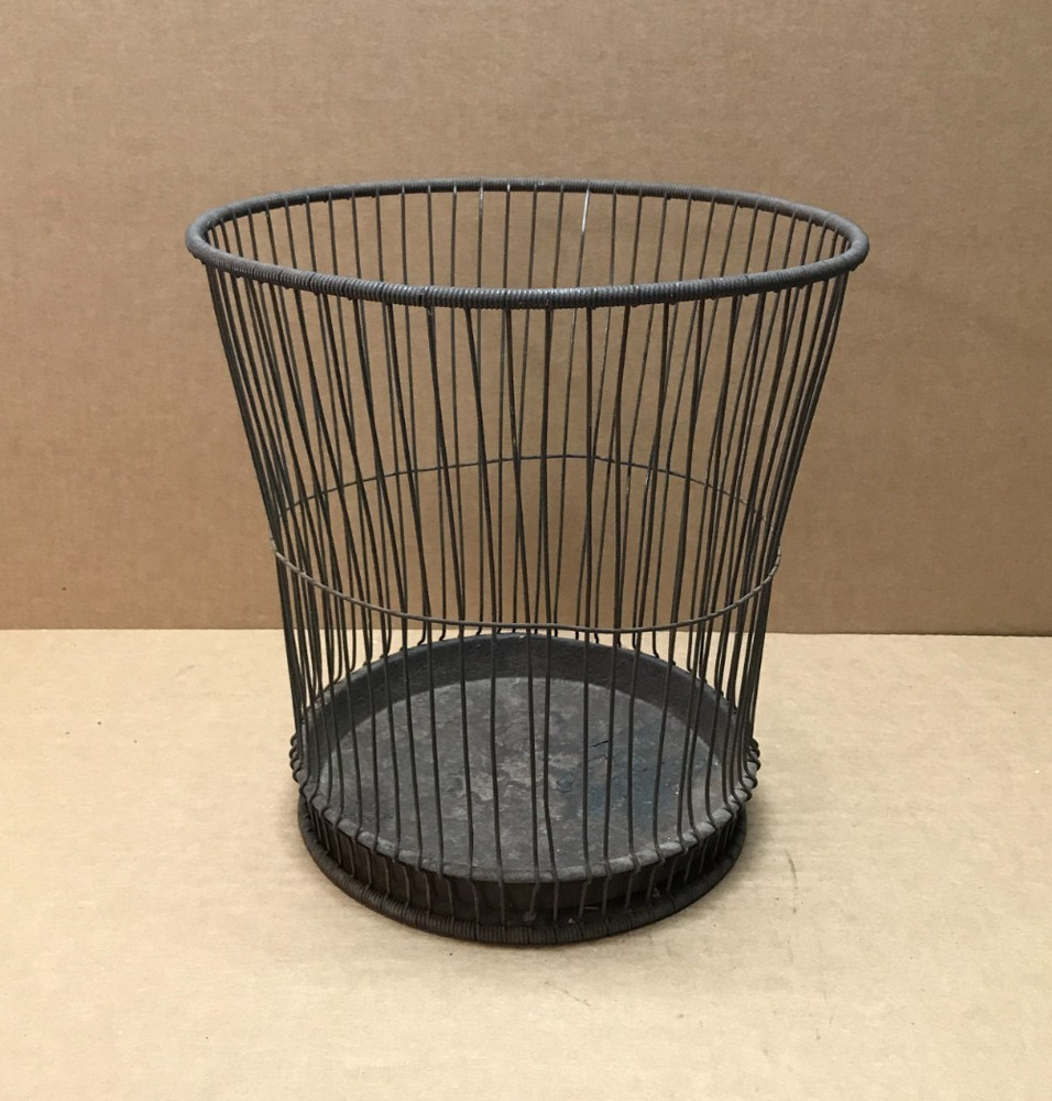 Antique VTG 13″ Tall Thin Metal Wire Massillon NY Waste Basket Can Old 907-26B