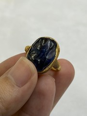 Stunning Ancient Roman Solid High Karat Gold Ring With Unique Blue Stone