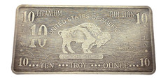 10x 10 Ounce Oz Titanium Buffalo Bar .999 Fine Ti Element