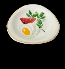 Vintage Hispania Porcelain Trinket Dish Plate Egg Tomato Parsley Mint Sprig