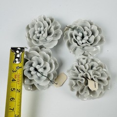 Chive France Collection Limoges Gray White Ceramic Flowers Set of 4 Vintage #8