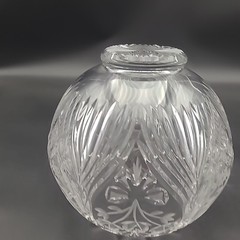 Crystal Clear Heavy 24% Lead Crystal Rose Bowl Vase Etched Tulips Scalloped Top