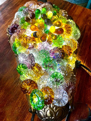 2 Vintage Art Nouveau Murano Glass Bronze Grape Cluster Wall Sconce 1900s 12″x8″