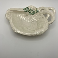 Belleek Woman Playing Harp Porcelain Dish