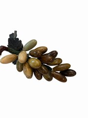 Green Brown Jade Grape Cluster Jade Stone Leaves MCM Decor Mid Century Art Deco