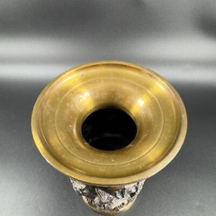 Antique Buddhist Altar Fitting Flower Stand Vase Metal Brass Heavy Made Korea