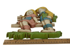 Vtg 1977 Homco Plastic Boy And Girl On Park Bench Wall Hanging USA Kitschy