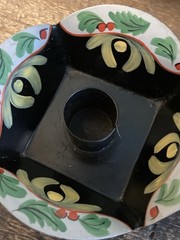Vintage Pennsylvania Dutch Folk Art Toleware Bowl and Candle Holders~1940s