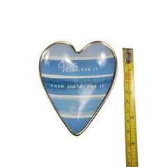 Demdaco Art Hearts Wish For It Then Work For It Ceramic Trinket Dish Graduation