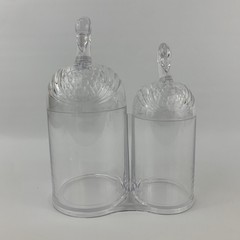 Vintage Double Swan Clear Plastic Bath Canisters Cotton Balls and Swabs Holder
