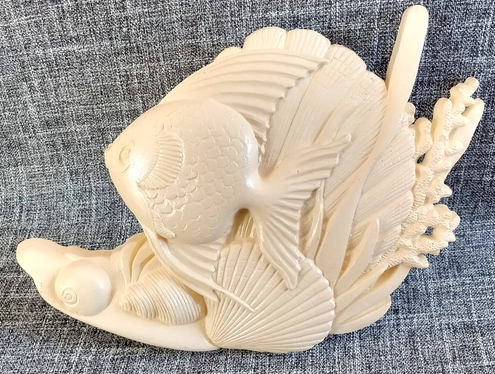 Vtg Burwood Fish Shells Sea Coral Beige Wall Art Decor Hanging Bathroom MCM USA
