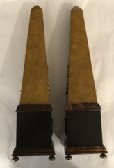 Pair Neoclassical Style Brass Composition and Partial Ebonized Table Obelisks