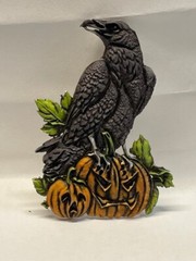 Neil Eyre Designs Halloween Crow Raven Pumpkin Pumpkins Magnet