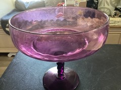 Unbranded Large Purple Glass Pedestal Dish