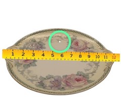 Antique German (K&L) Porcelain Handled Serving Platter Pink Roses Gold c.1910