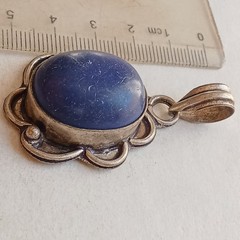 EXTREMELY RARE AMETHYST PENDANT SILVER COLOR AMAZING BLUE STONE ANTIQUE