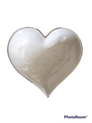 Lenox Sculpted Rose Heart Dish 4″ Gold Trim 24K
