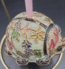 Cloisenne Enemaled Lady Bug Ornament Cooper,Gold,Enamel,Silver