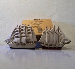 Vintage Nautical Sailing Ships Burlwood HOMCO Wall Art Decor Plaques Made In USA