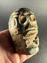 RARE ANCIENT PRE COLUMBIAN DENSE STONE CARVED TRIBAL STATUE FIGURINE C 600-900AD