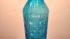 Vintage Made in Italy 13 3/4″ Empoli Blue Glass Bottle with Label