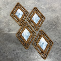 Vintage Homco Home Interior Plastic Faux Wood Wall Art Hanging Plaque Set of 4