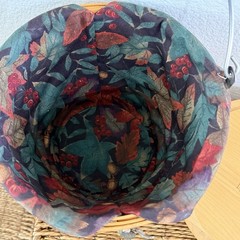 Longaberger Classic Autumn Fall Pail Basket Leaves Liner Protector Acorn & Lid