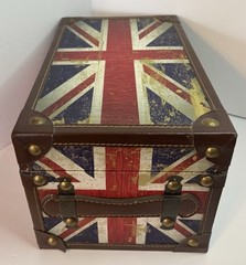 Union Jack UK Flag Treasure Box Chest United Kingdom Trunk Collectible