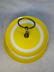 Vintage 1975 Fitz & Floyd Yellow 2-Tier Serving Tray