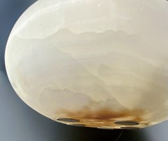 VTG MCM Handcarved Egyptian Translucent Alabaster Stone Pot / Bowl
