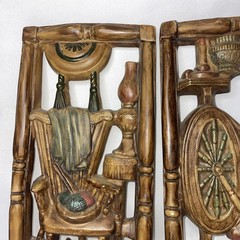2 Vintage Burwood Studio Resin? Plaster Wall Art Decor 17×7.5