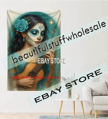 Sugar Skull Guitar Tapestry Gothic Music Fantasy picture 39X59 in