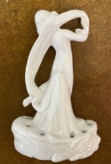 Antique Art Deco Porcelain Nude Female Hat Pin Holder Germany 4.5”