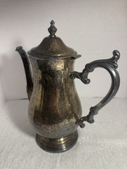 Vintage Unbranded Silver-Plated Footed Coffee/Tea Server, Hinged Lid, Fast Ship