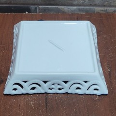 Porcelain Lace Cut Trinket Coin Candy Nut Dish Blue White Flower Wall Hanging