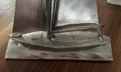 Vintage Rare Pair of Ovington’s New York Metal Sailboats 10” Cast Model
