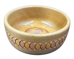 VTG Swiss Wood Bowl Hans Huggler-Wyss Brienz Switzerland Carved Folk Art Inlay
