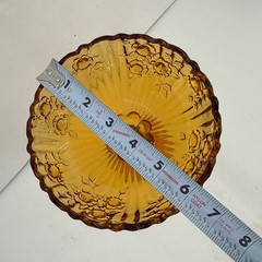 Vintage Fenton Rose Amber Footed Pedestal Glass Compote Candy Dish Trinket Bowl