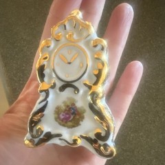 Limoges Castel Porcelain Decorative Clock with Gold Accents and Floral Design