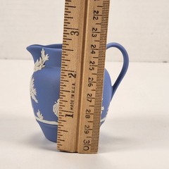 VTG Wedgwood Blue Jasperware Miniature Pitcher Creamer Neoclassical Trees 2.5″