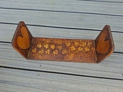 Antique Art Nouveau Expanding Bookend Wood Slide Flemish Folk Art